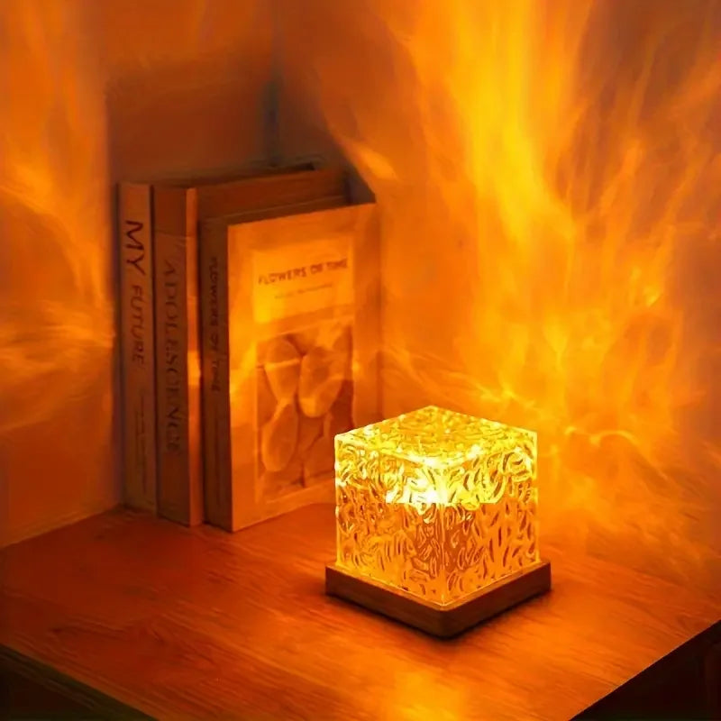 Aurora projector LED lamp with colorful northern lights effect for home decor and sleep ambiance.