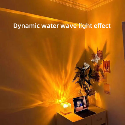 Aurora projector LED lamp with colorful northern lights effect for home decor and sleep ambiance.