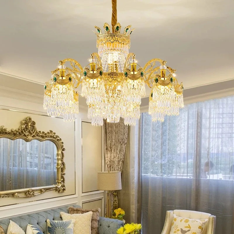 European Light Luxury Living Room Crystal Chandelier