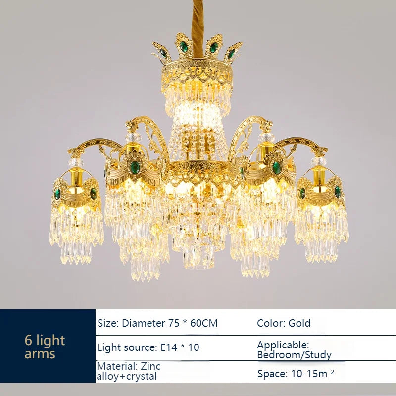 European Light Luxury Living Room Crystal Chandelier