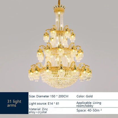 European Light Luxury Living Room Crystal Chandelier