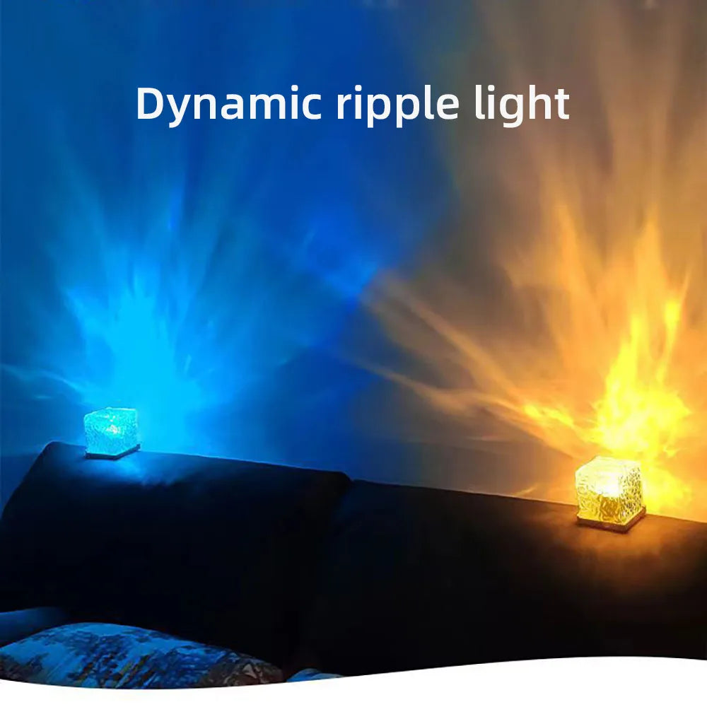 Aurora projector LED lamp with colorful northern lights effect for home decor and sleep ambiance.