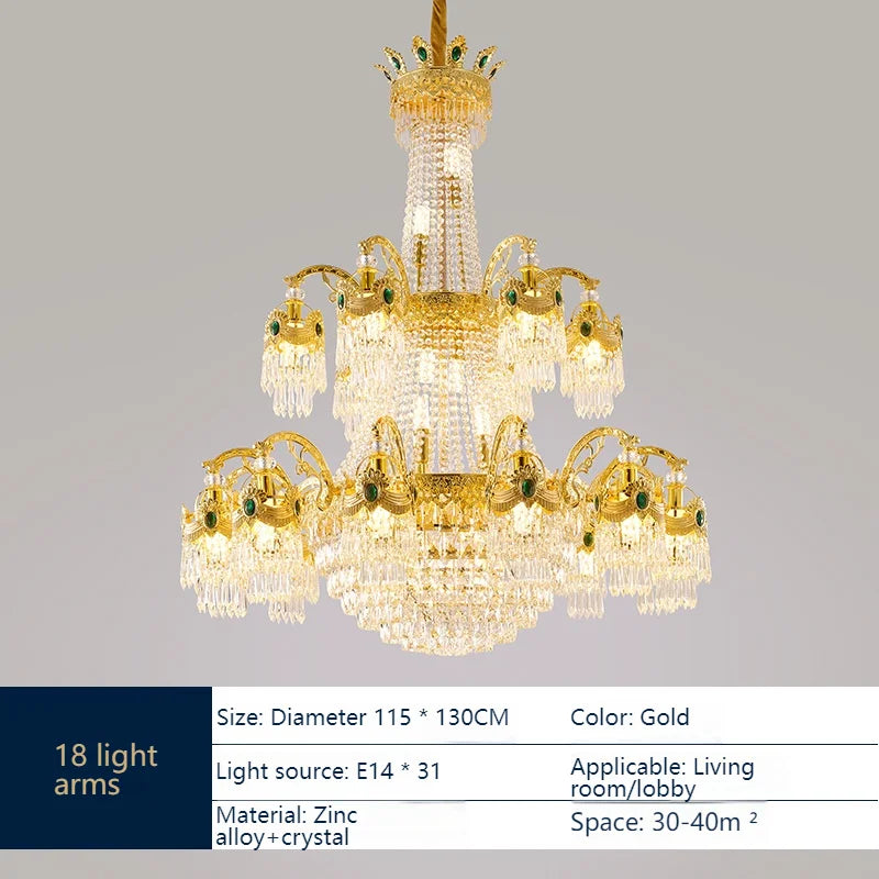 European Light Luxury Living Room Crystal Chandelier