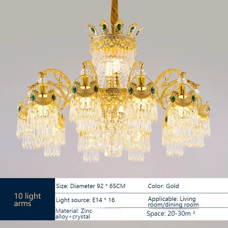European Light Luxury Living Room Crystal Chandelier